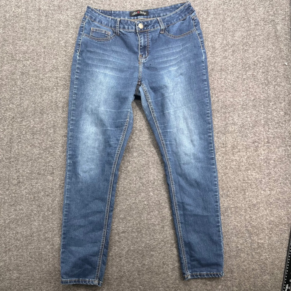 Love Indigo Womens Medium Wash Skinny Jeans Size 12 Stretch Denim Blue